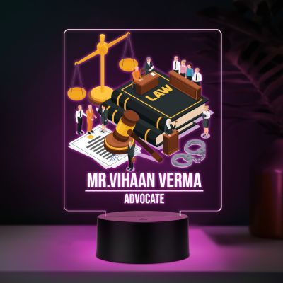 Personalized Advocate LED Night Lamp with Automatic Color Changing Light Law Theme Acrylic Light for Lawyer Office Desk Decor & Gift for Advocate & Lawyer